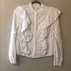 BP ruffle cotton button down top